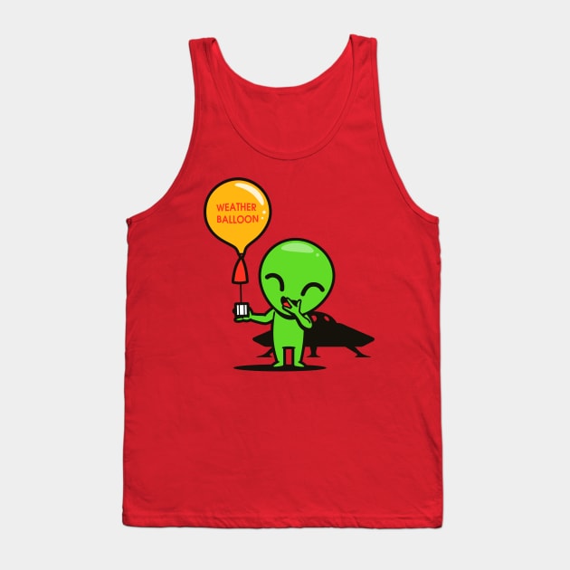 Weather Balloon Funny Cute Original Cute Alien Cartoon Tank Top by Originals By Boggs